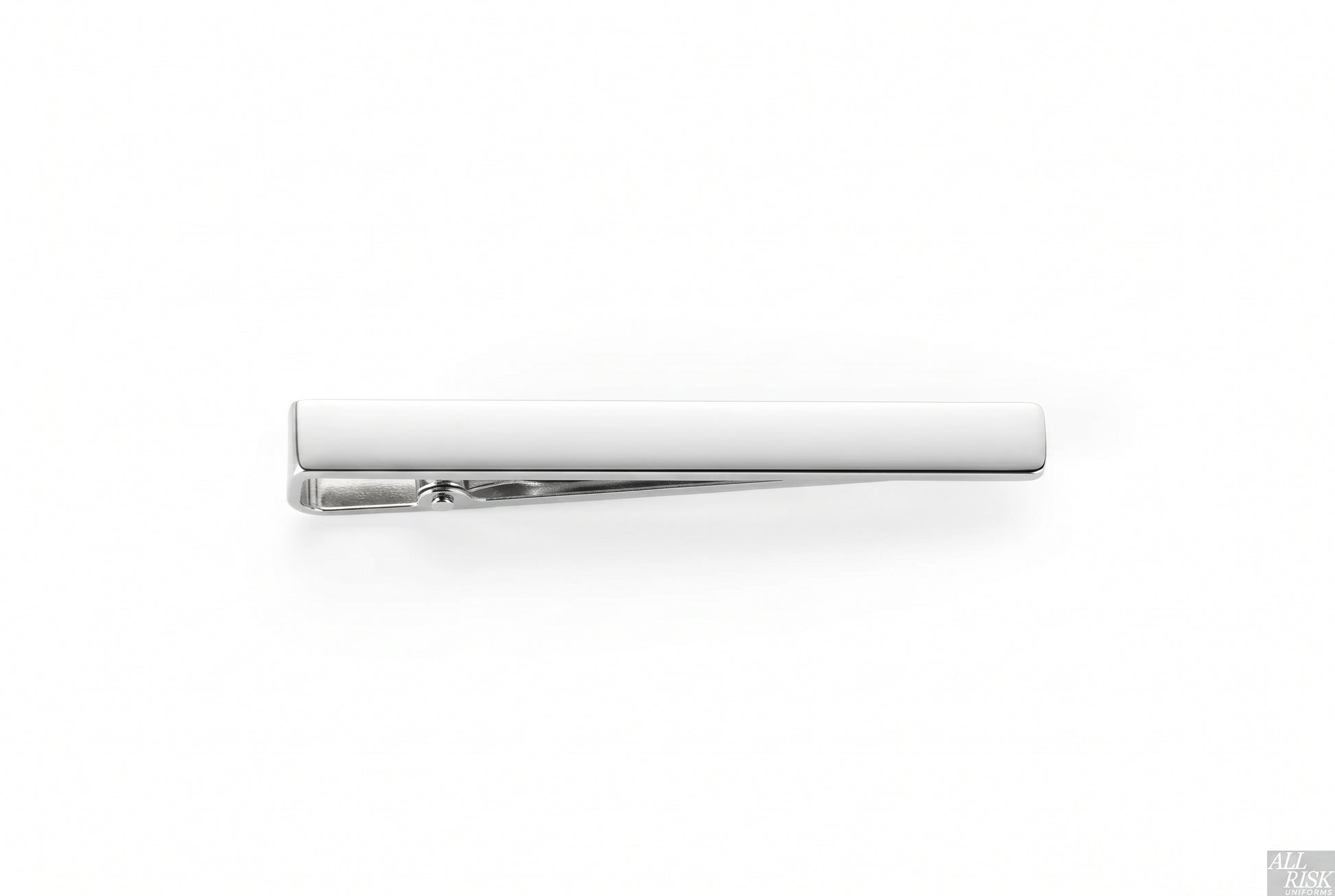 Blackinton Silver Tie Bar Top-Down View - CAL FIRE Approved American Made Tie Clip Full Length - Class A Uniform Accessory for California Firefighters - Premium Polished Finish
