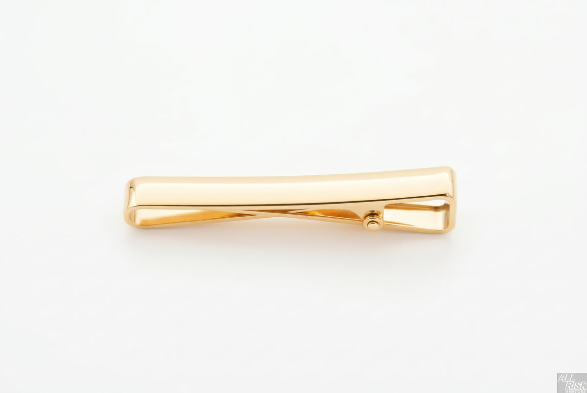 Blackinton Gold Tie Bar Top-Down View - CAL FIRE Approved American Made Tie Clip Full Length - Class A Uniform Accessory for California Firefighters - Premium Gold Finish