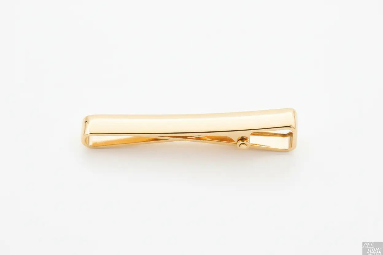 Blackinton Gold Tie Bar Top-Down View - CAL FIRE Approved American Made Tie Clip Full Length - Class A Uniform Accessory for California Firefighters - Premium Gold Finish
