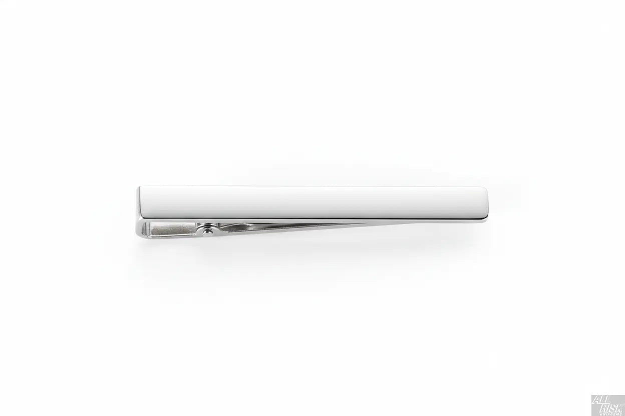 Blackinton Silver Tie Bar Top-Down View - CAL FIRE Approved American Made Tie Clip Full Length - Class A Uniform Accessory for California Firefighters - Premium Polished Finish