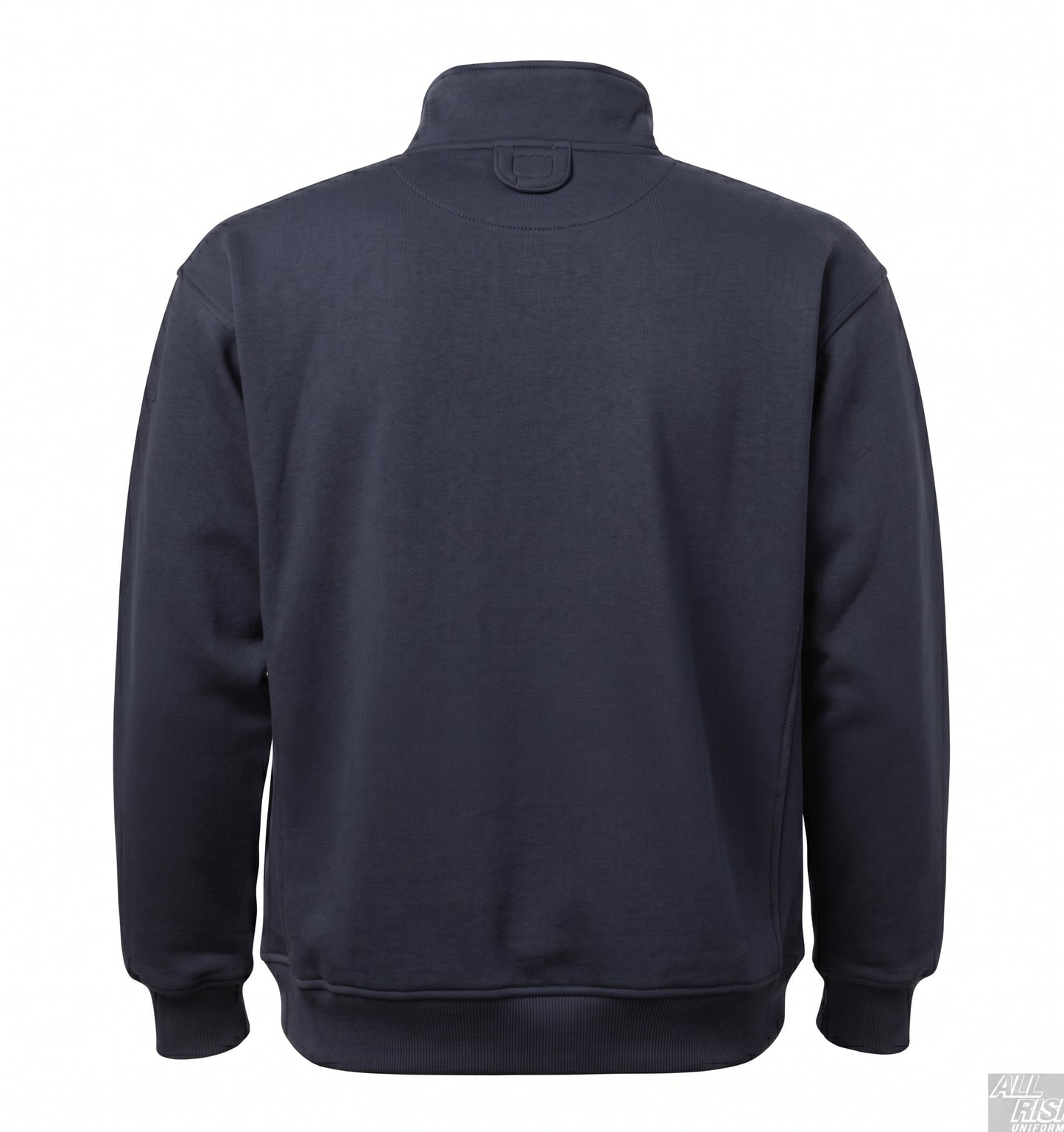 Back view of 5.11 job shirt showing no-roll collar, locker loop, and side seam handwarmer pocket