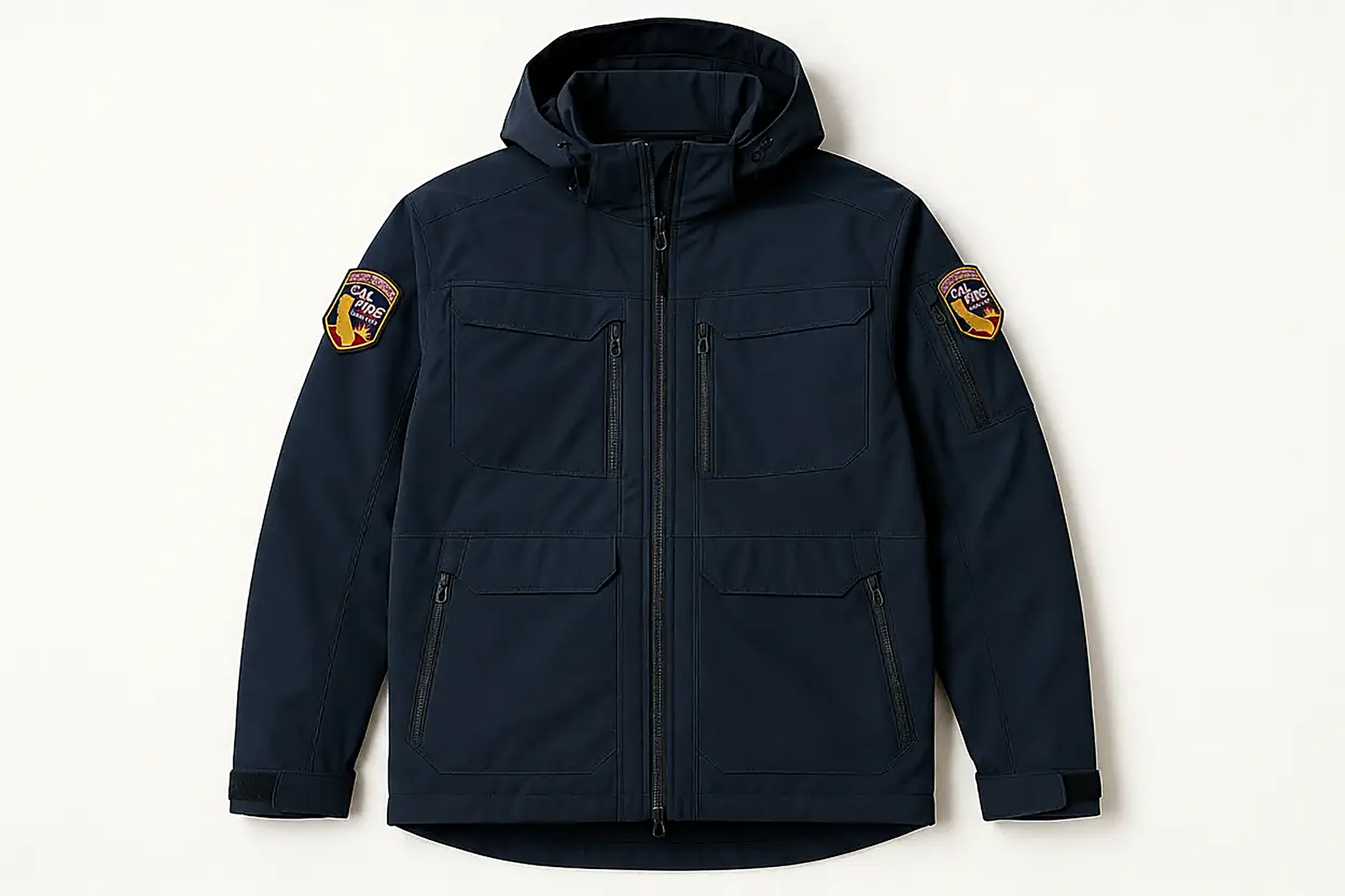 CAL FIRE 5.11 Valiant Jacket navy product shot waterproof tactical jacket with official department shoulder patches professional duty wear