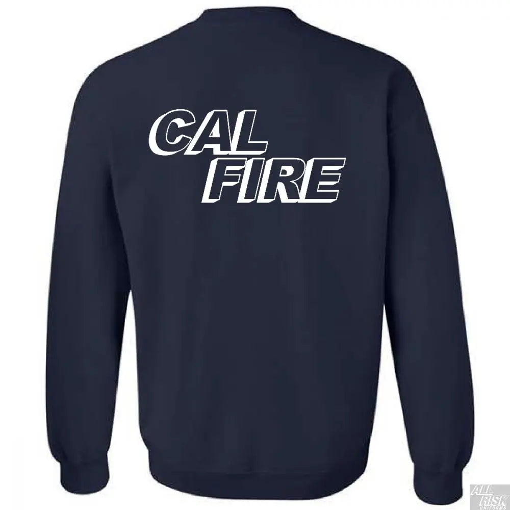 Cal Fire crewneck sweatshirt back view showing classic fit and air jet yarn quality