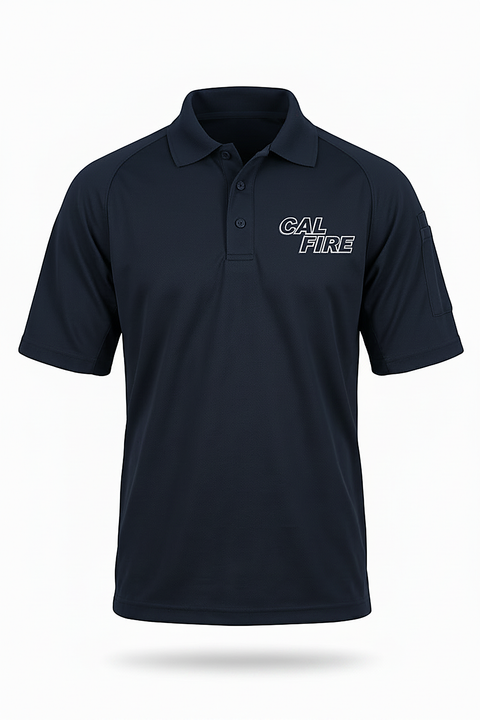 CAL FIRE First Tactical Men's Performance Short Sleeve Polo - White Text