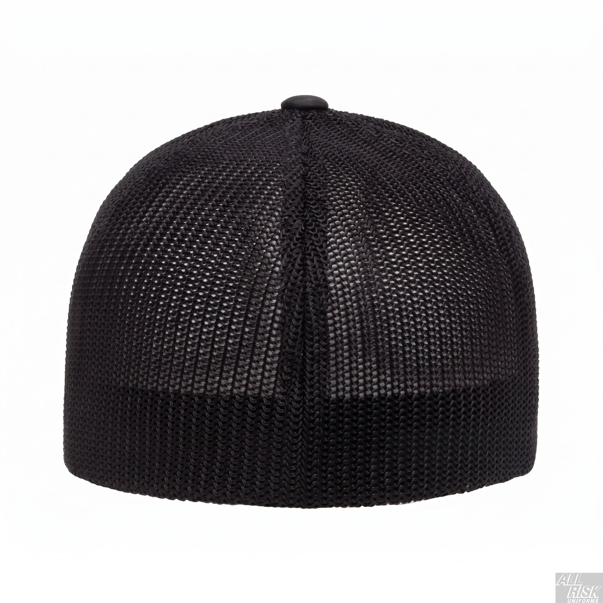Back view of the CAL FIRE Flexfit 6511 trucker hat showing the breathable mesh back panels.