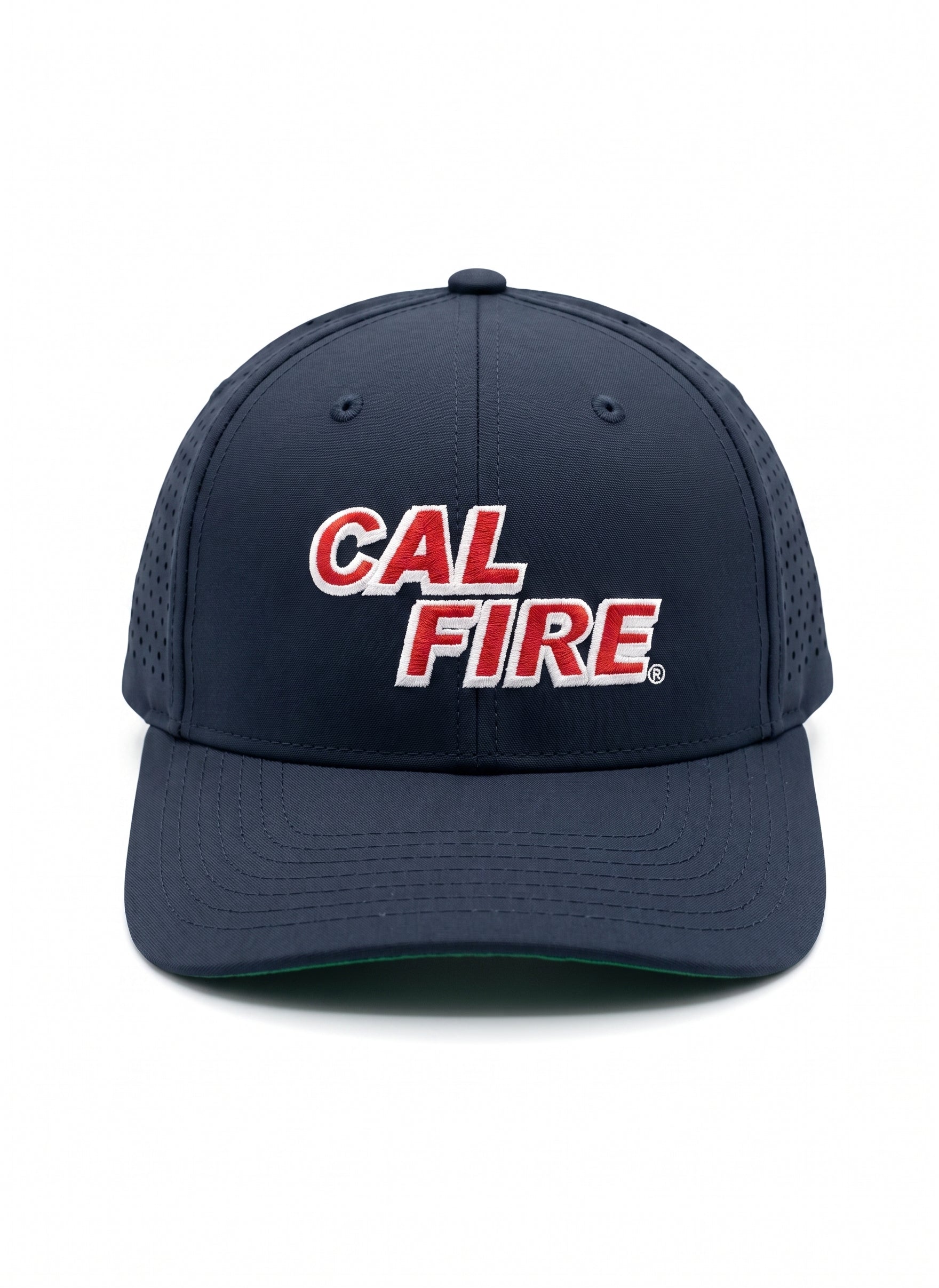 Navy blue cap with 'CAL FIRE' logo on a gray background
