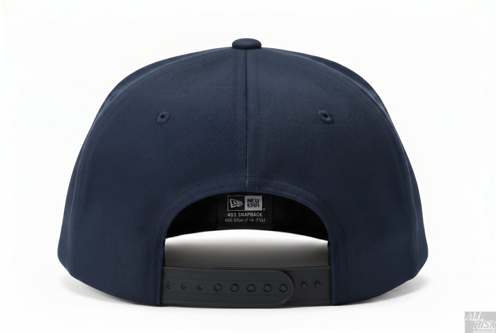 Back view of the midnight navy CAL FIRE New Era 403 snapback with the adjustable snapback strap.