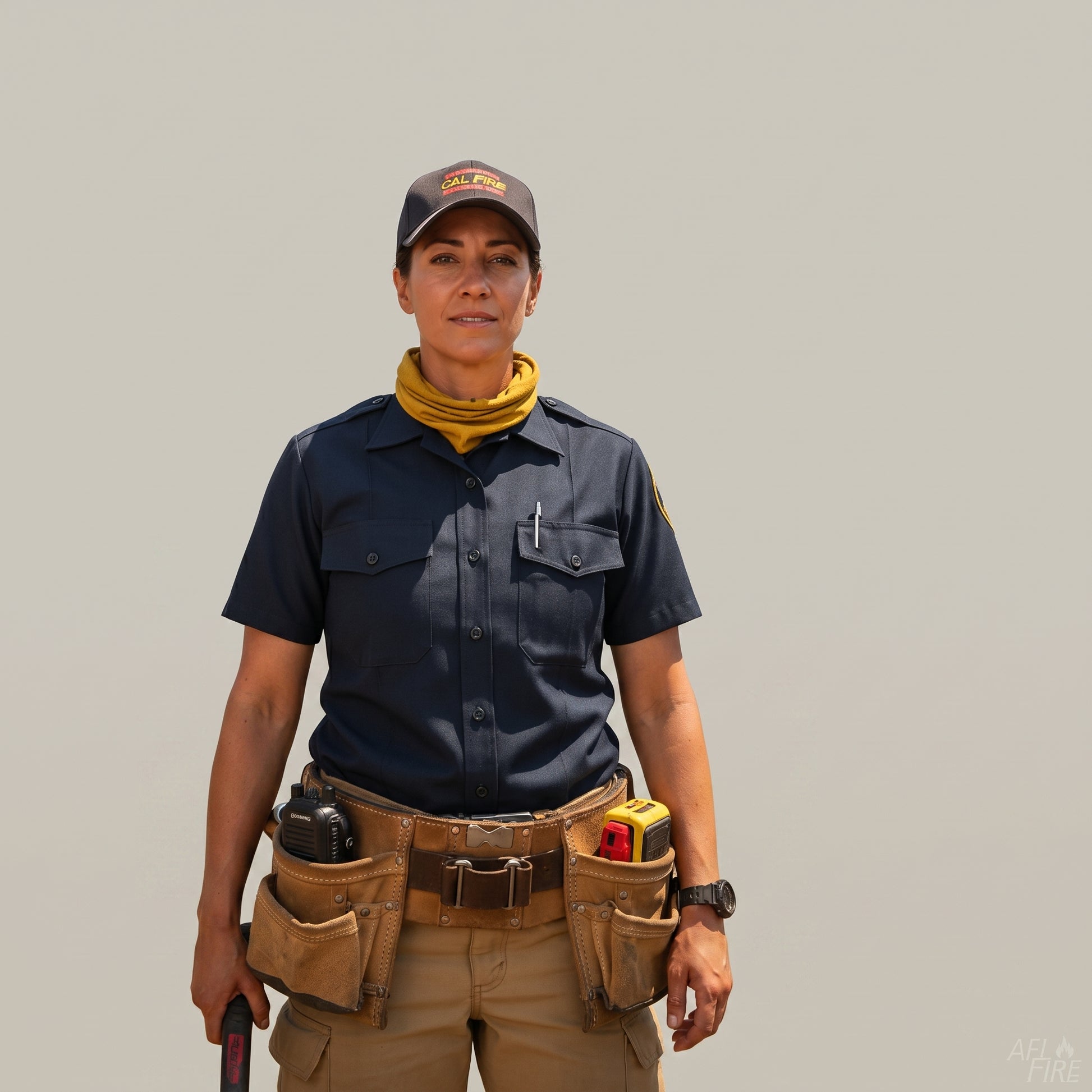 Cal Fire wildland firefighter wearing WorkRite Short Sleeve Nomex shirt in hot weather operations