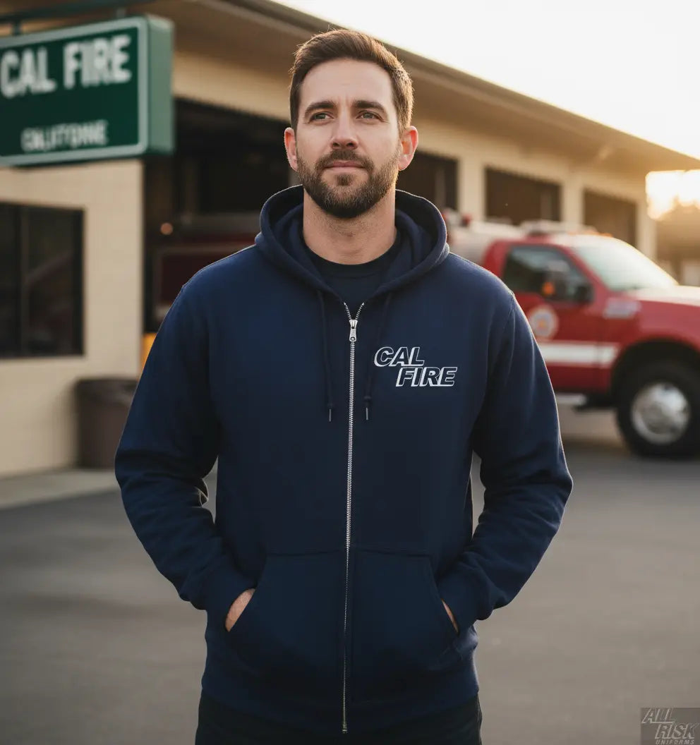 Cal Fire Zip Hoodie Lifestyle
