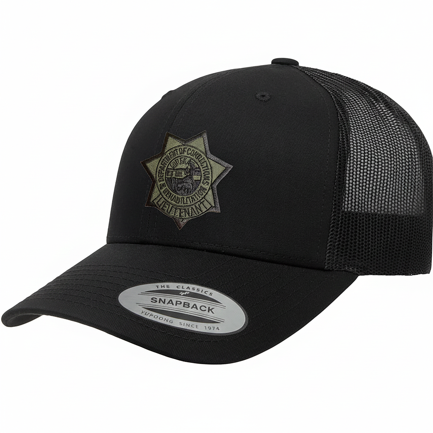 CDCR 6 Panel Lieutenants Hat - Stealth Edition - detail view