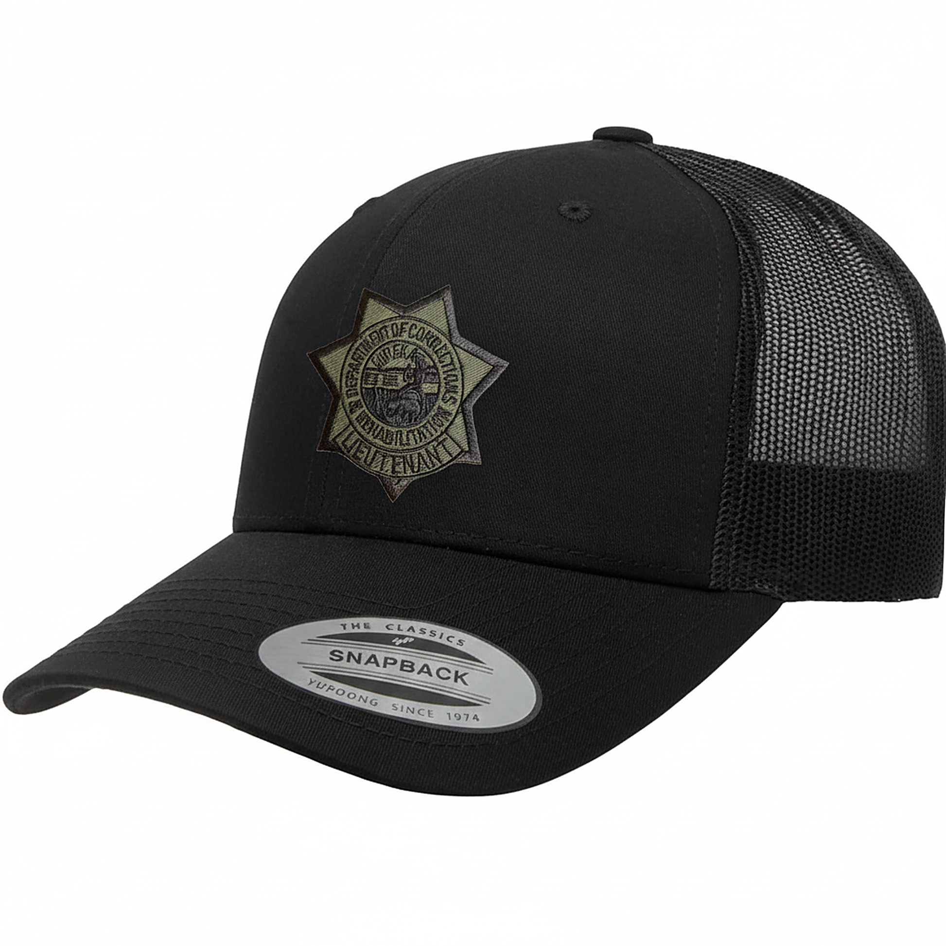 CDCR 6 Panel Lieutenants Hat - Stealth Edition - detail view