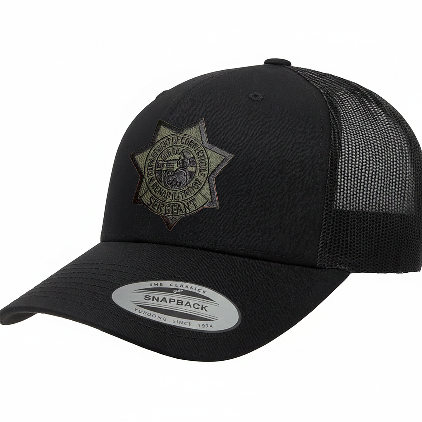 CDCR 6 Panel Sergeants Hat - Stealth Edition - detail view