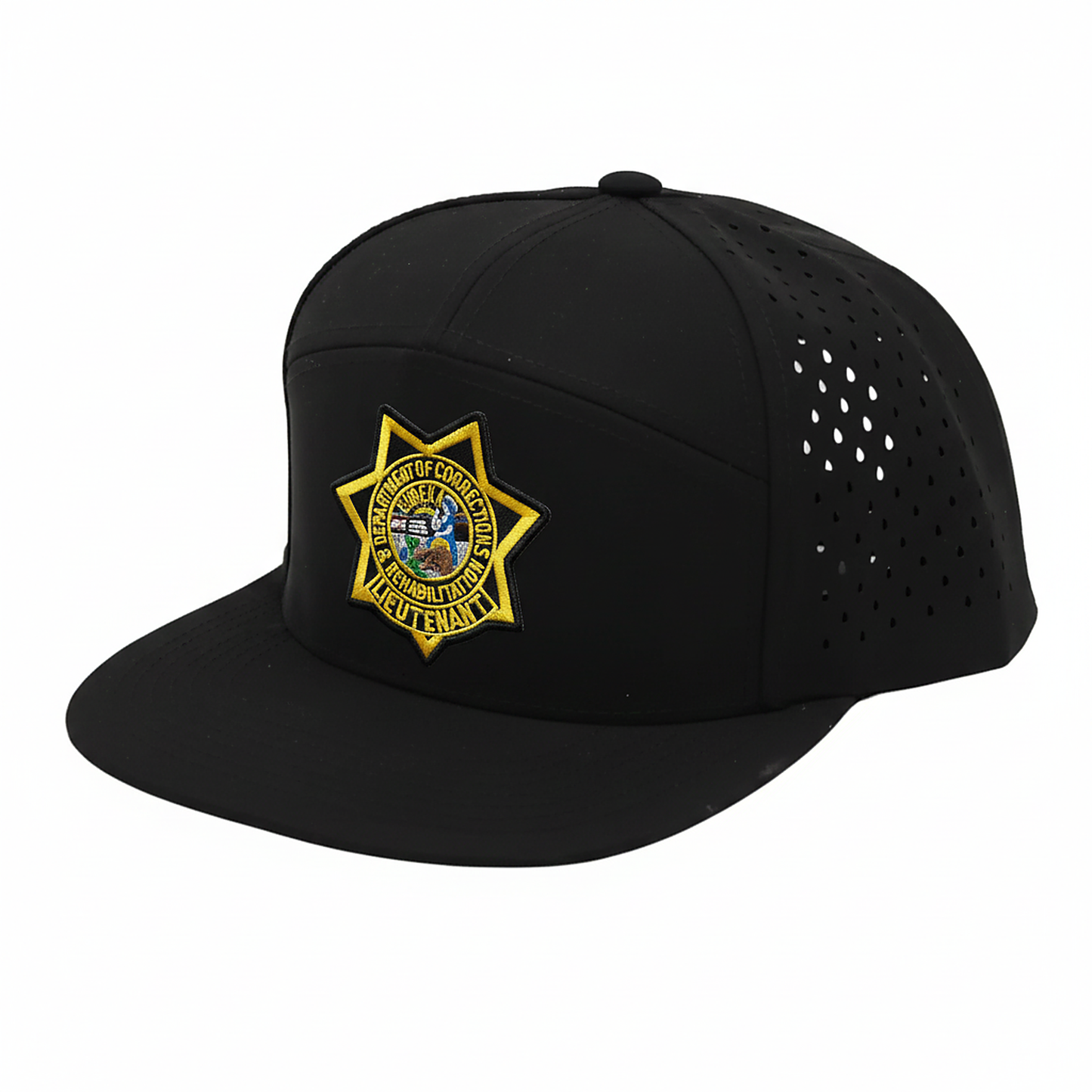 CDCR 7 Panel Performance Vented Lieutenants Hat - detail view