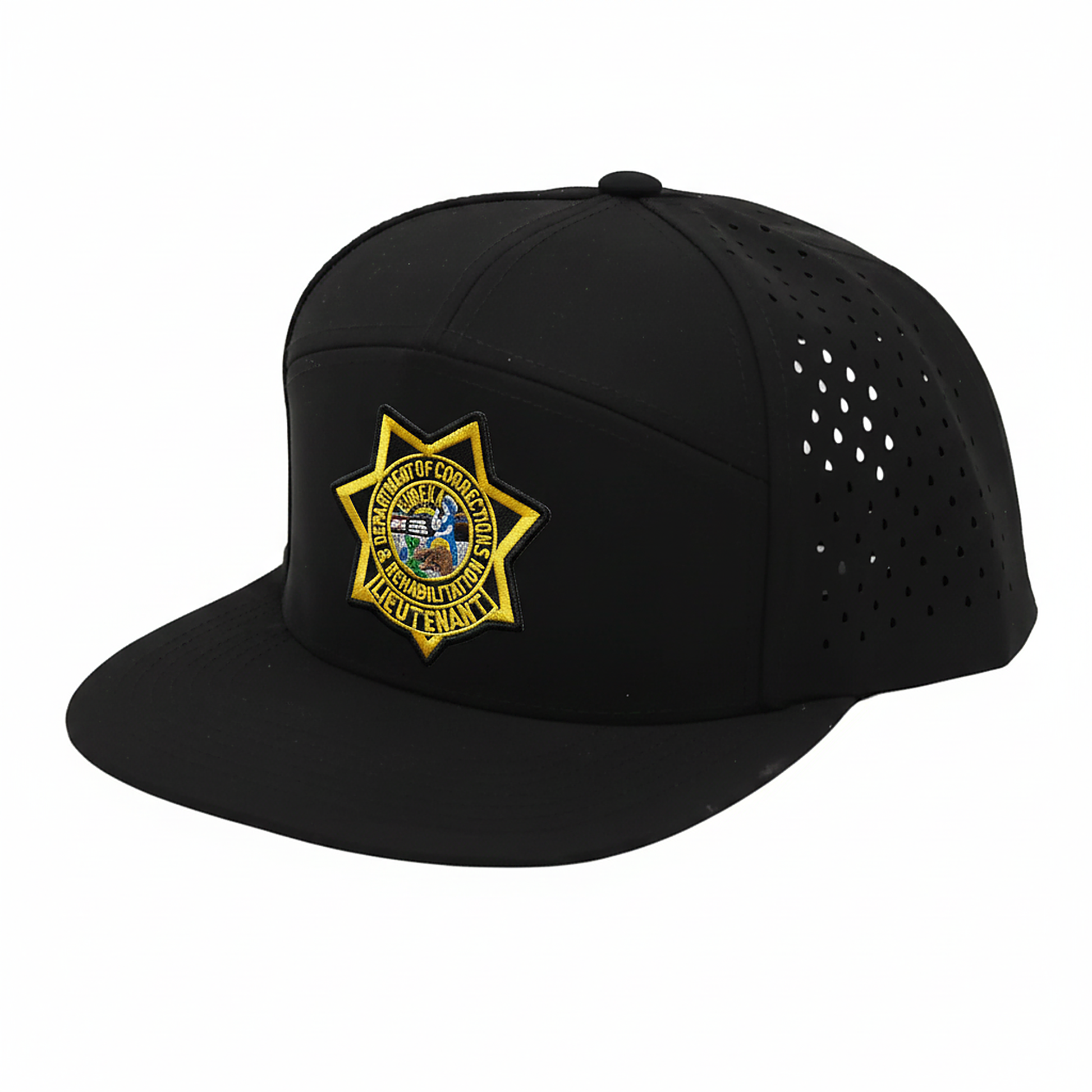 CDCR 7 Panel Performance Vented Lieutenants Hat - detail view