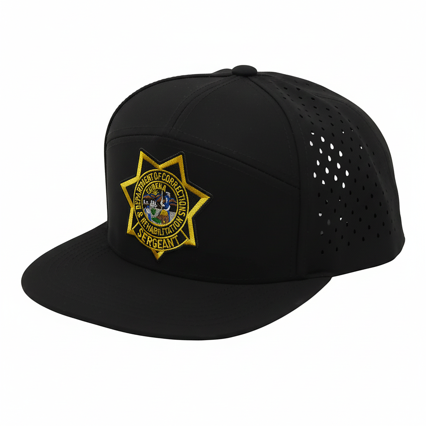 CDCR 7 Panel Performance Vented Sergeants Hat - detail view