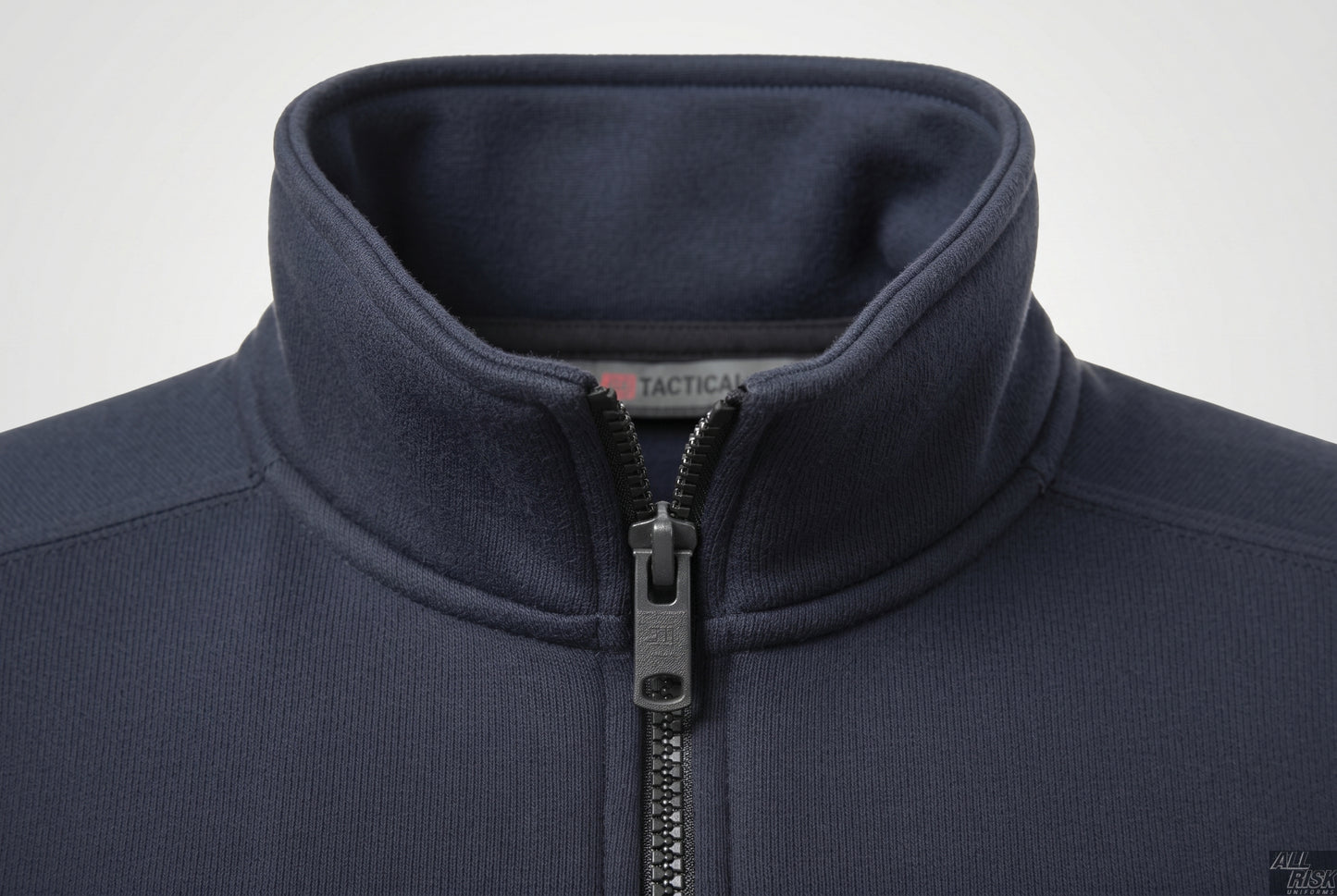 5.11 Tactical Job Shirt soft no-roll collar and quarter-zip detail showing quality construction for emergency services uniforms