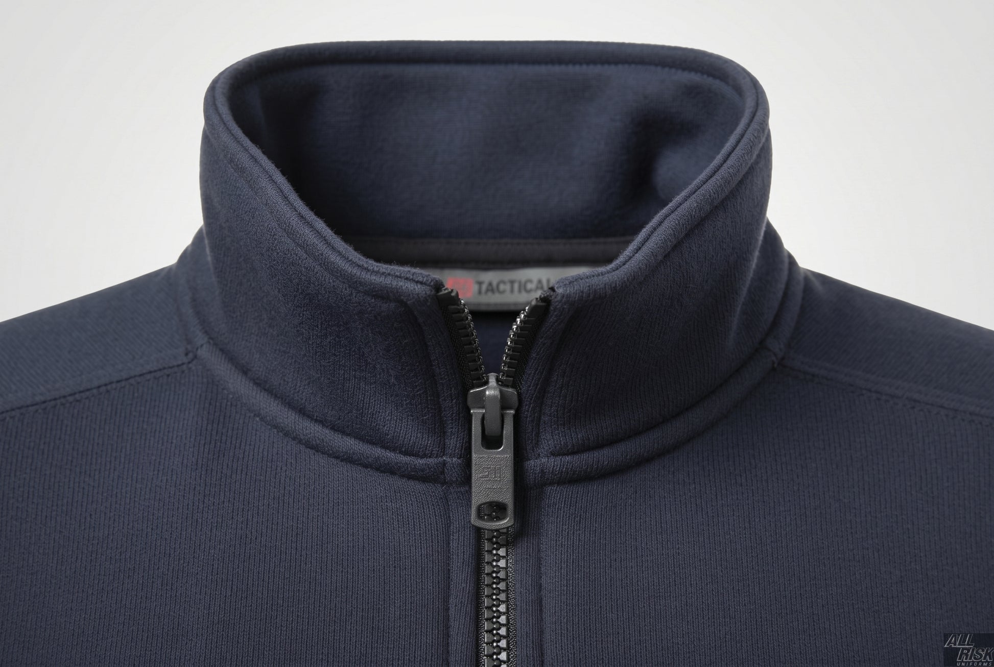 5.11 Tactical Job Shirt soft no-roll collar and quarter-zip detail showing quality construction for emergency services uniforms