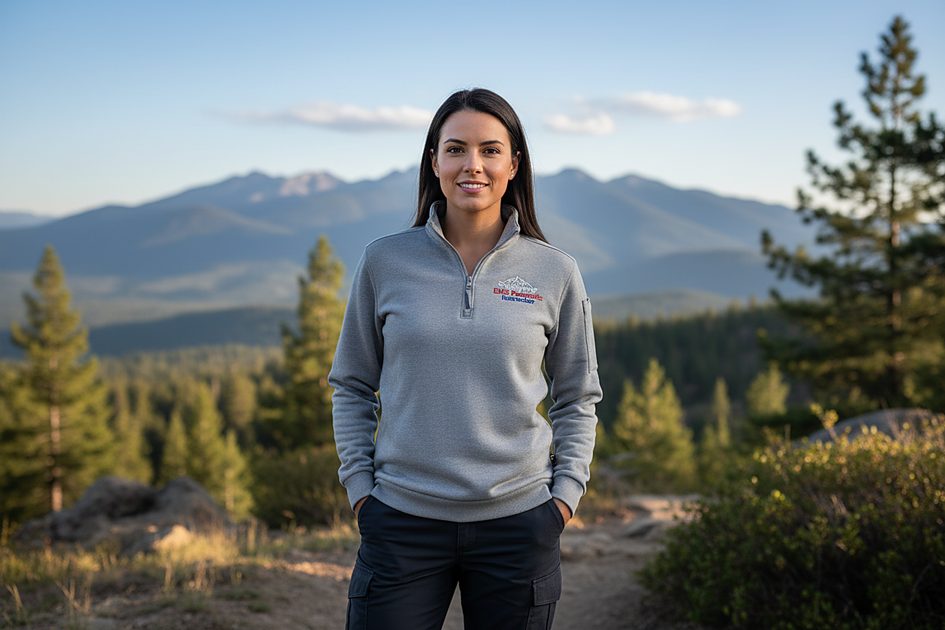 Woman wearing COS 5.11 Women's 1/4 Zip Job Shirt