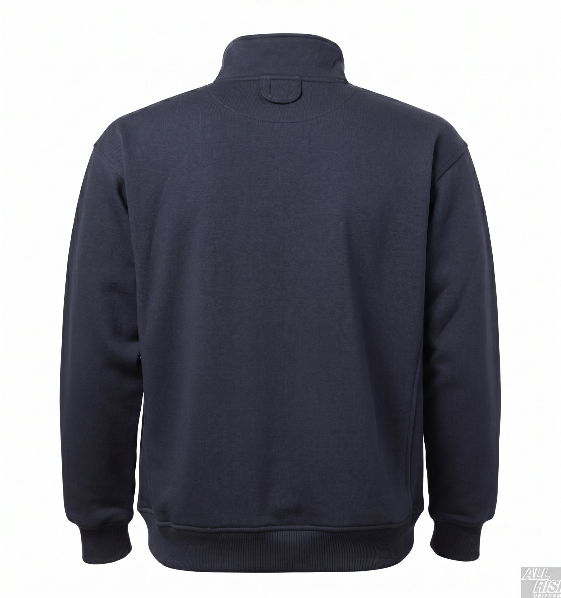Back view of 5.11 job shirt showing no-roll collar, locker loop, and side seam handwarmer pocket