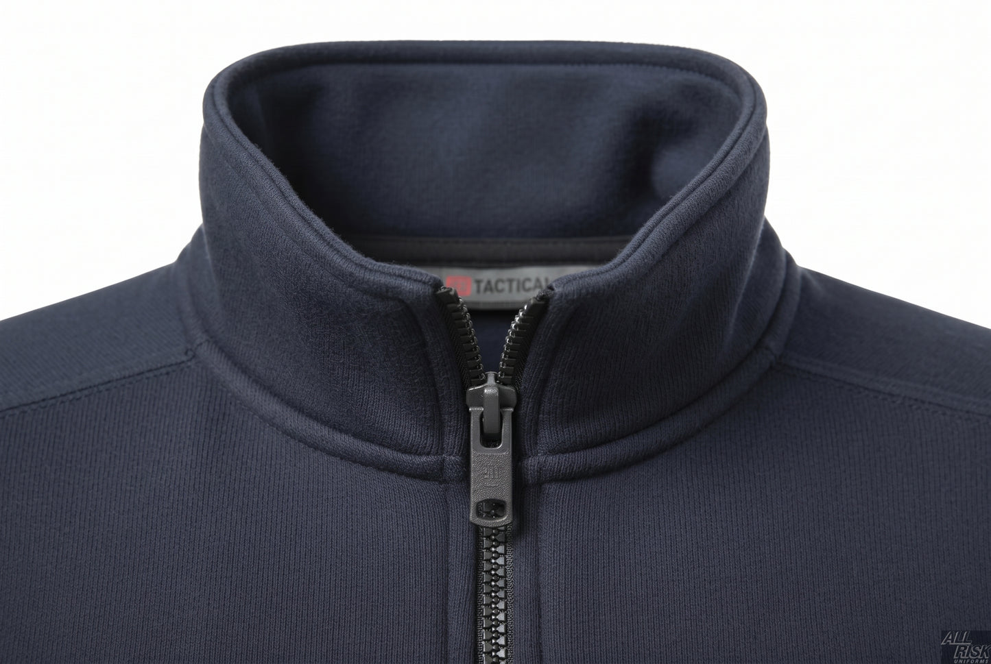 5.11 Tactical Job Shirt soft no-roll collar and quarter-zip detail showing quality construction for emergency services uniforms