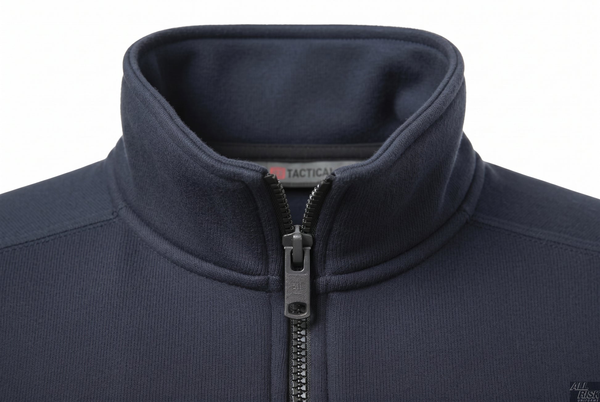 5.11 Tactical Job Shirt soft no-roll collar and quarter-zip detail showing quality construction for emergency services uniforms