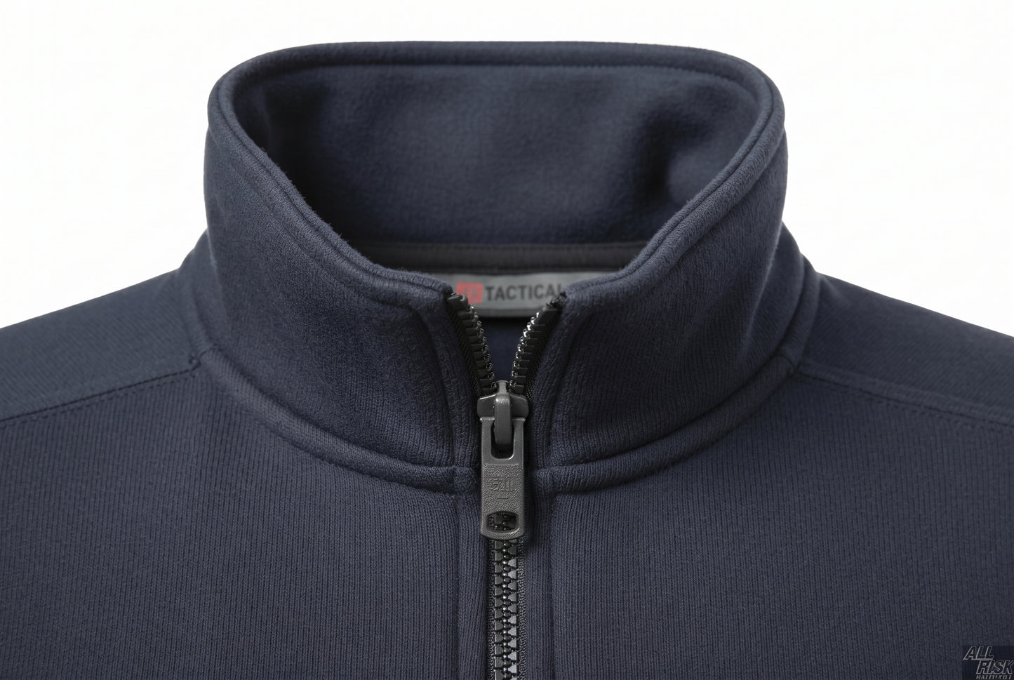 5.11 Tactical Job Shirt soft no-roll collar and quarter-zip detail showing quality construction for emergency services uniforms