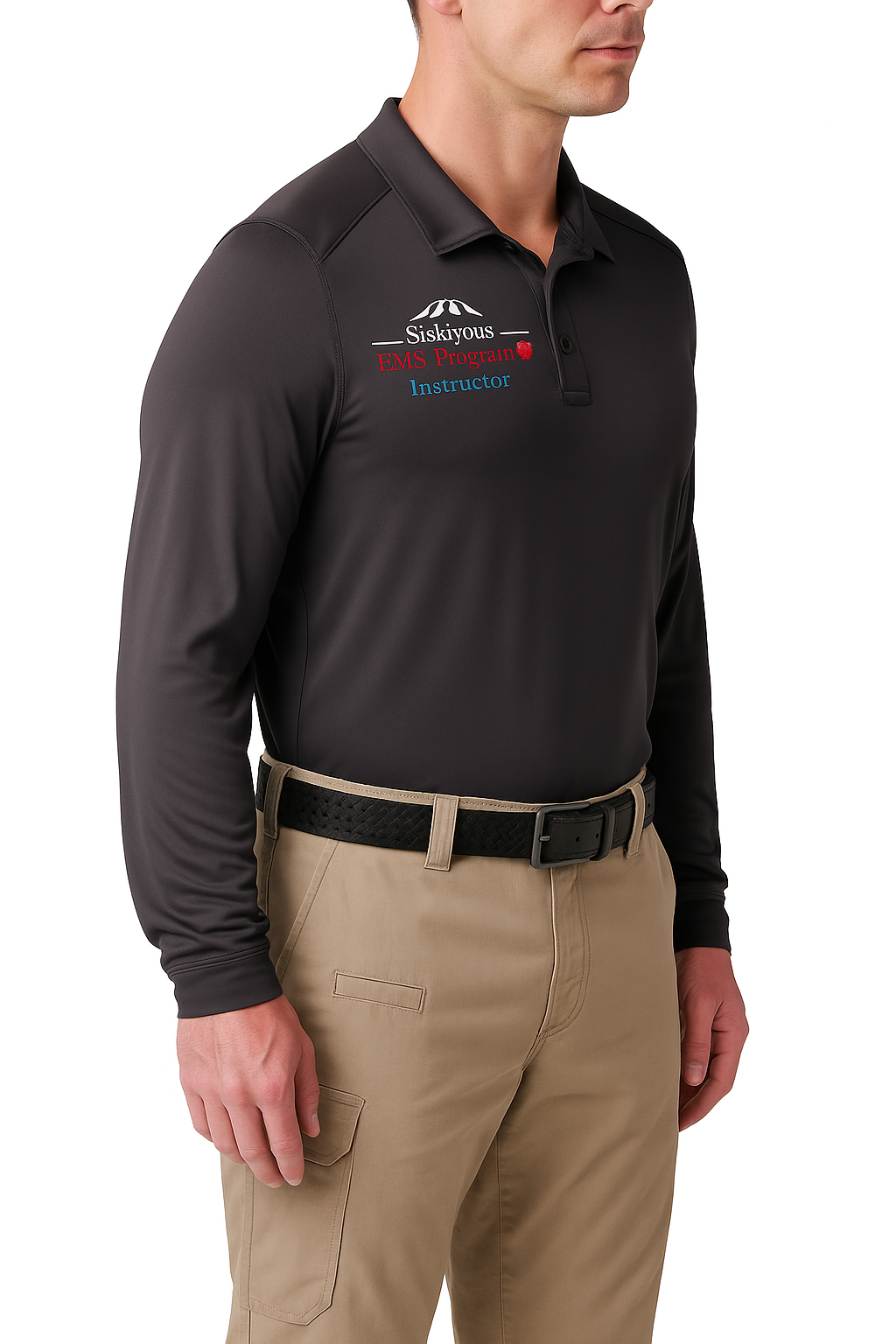 COS 5.11 Mens Helios Polo Long Sleeve - Charcoal Grey - back view