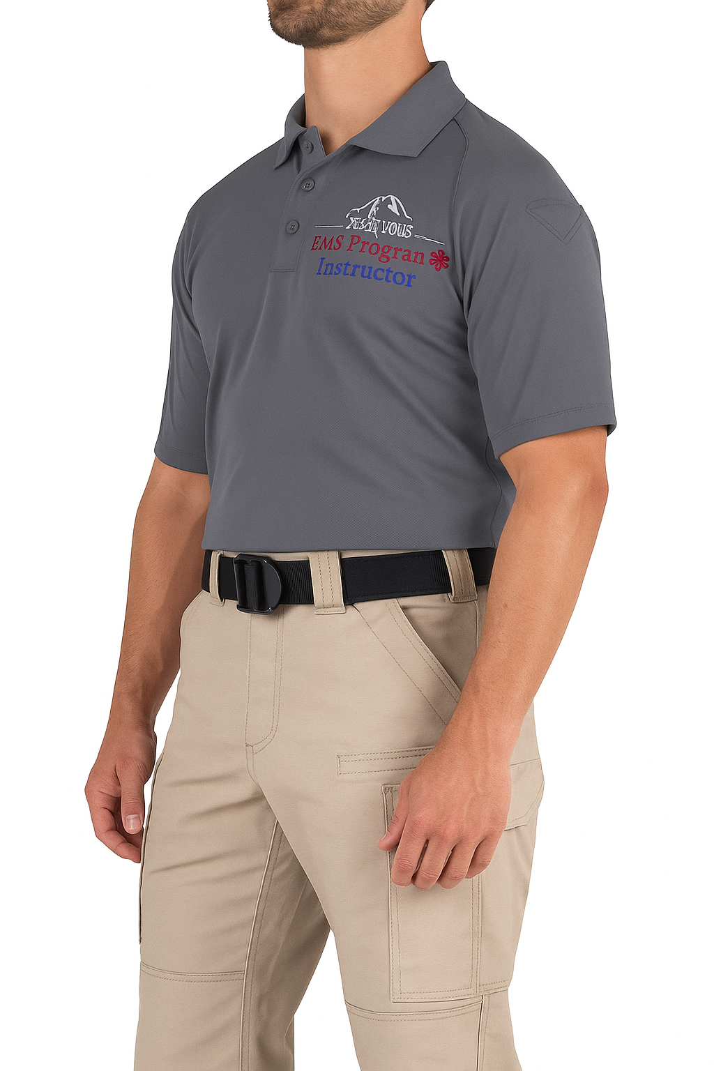 COS First Tactical Mens Short Sleeve Polo - Wolf Grey - detail view