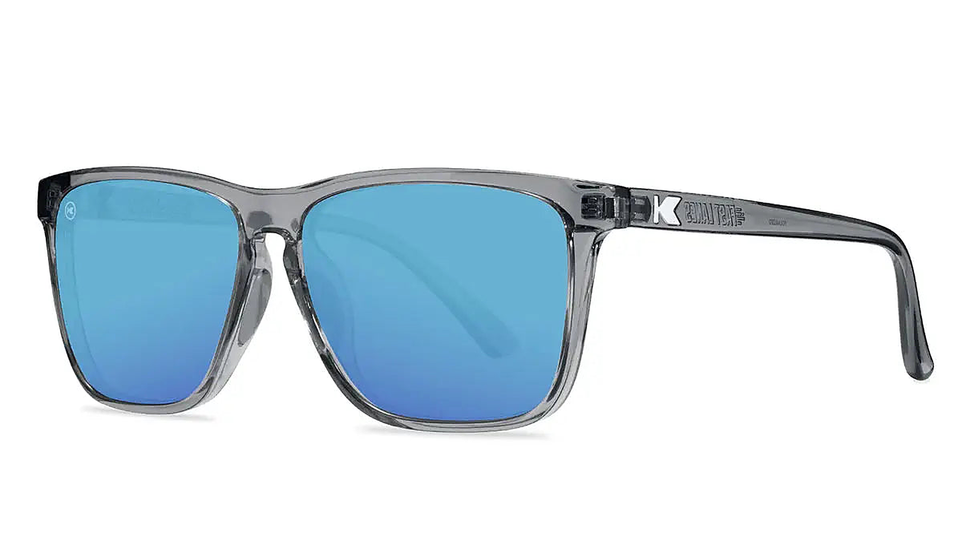 Clear Grey / Aqua Fast Lanes Sport - Knockaround Sunglasses - back view