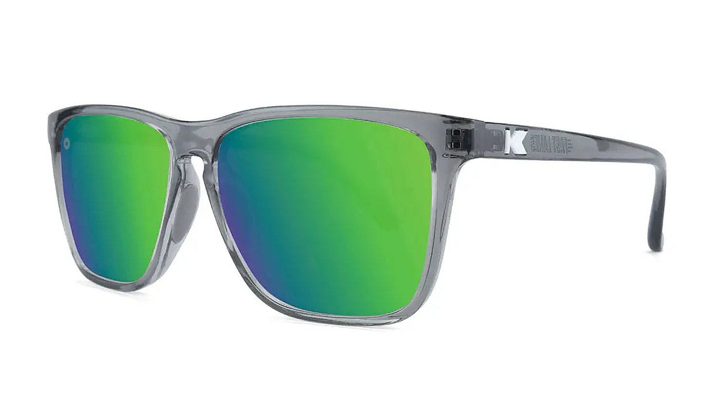 Clear Grey / Green Moonshine Fast Lanes Sport - Knockaround Sunglasses - back view