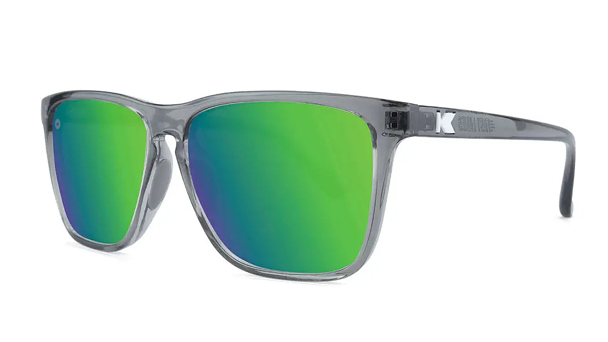Clear Grey / Green Moonshine Fast Lanes Sport - Knockaround Sunglasses - back view
