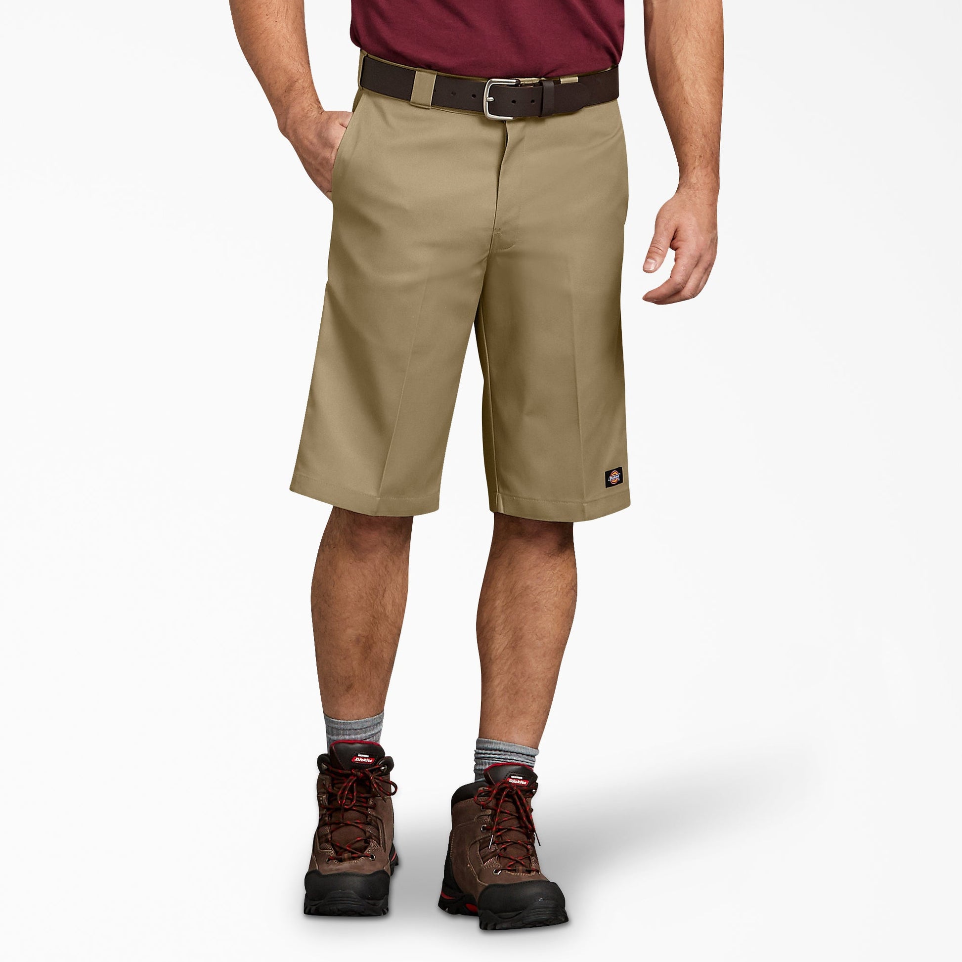Dickies Khaki Relaxed Fit Multi-Use Pocket Work Shorts, front view