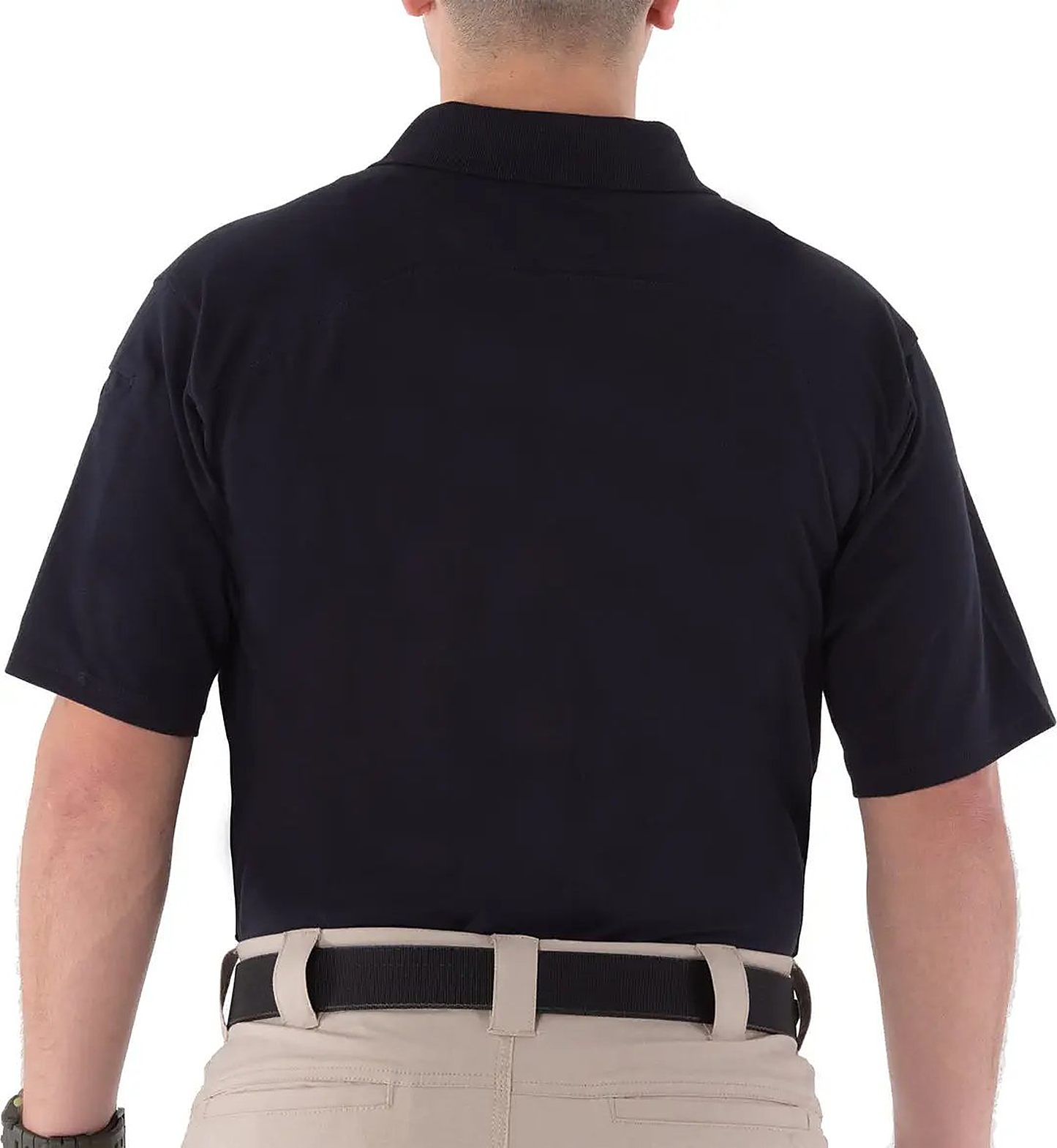 FIrst Tactical Men's Cotton Short Sleeve Polo - Midnight Navy - detail view