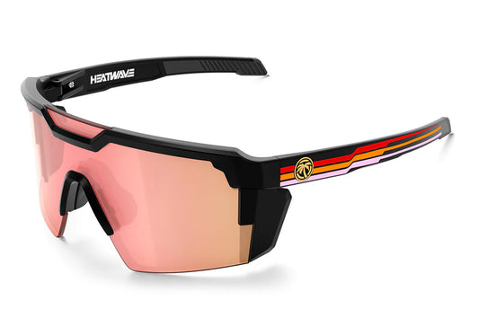 Future Tech Sunglasses: Polarized Rose Gold Side Stripe Red Customs Z87+ - Heatwave