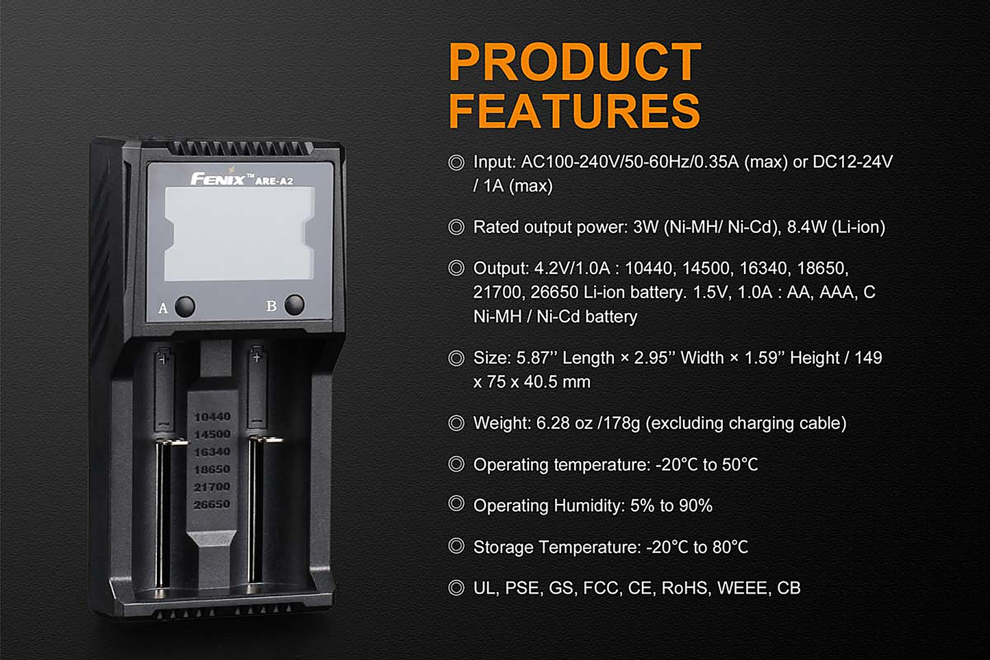 Fenix ARE-A2 Battery Charger