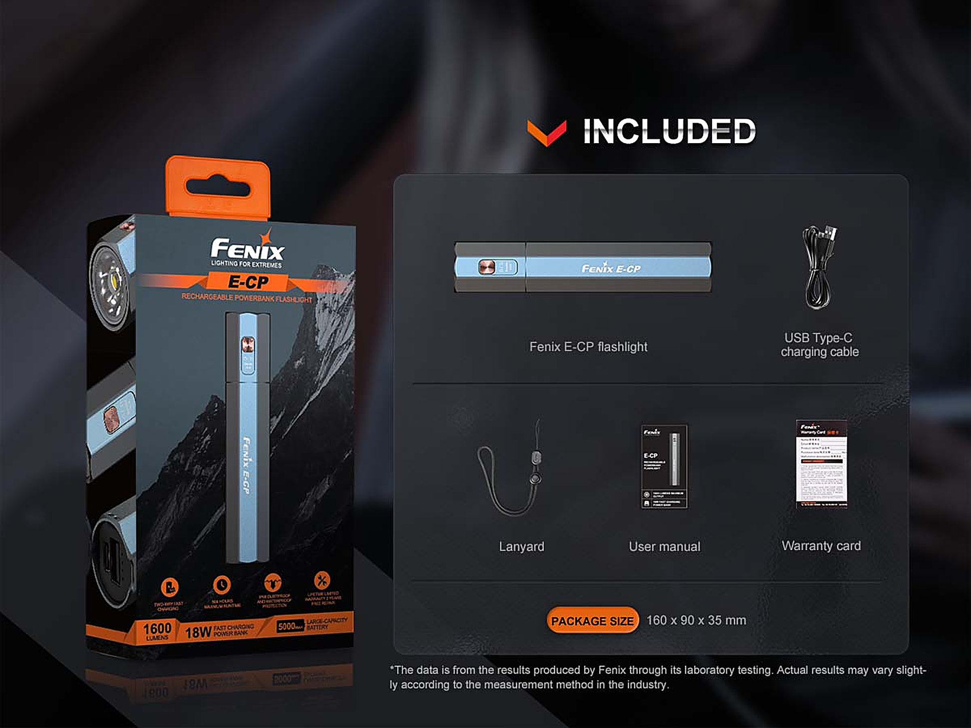 Fenix E-CP Rechargeable Flashlight with Power Bank