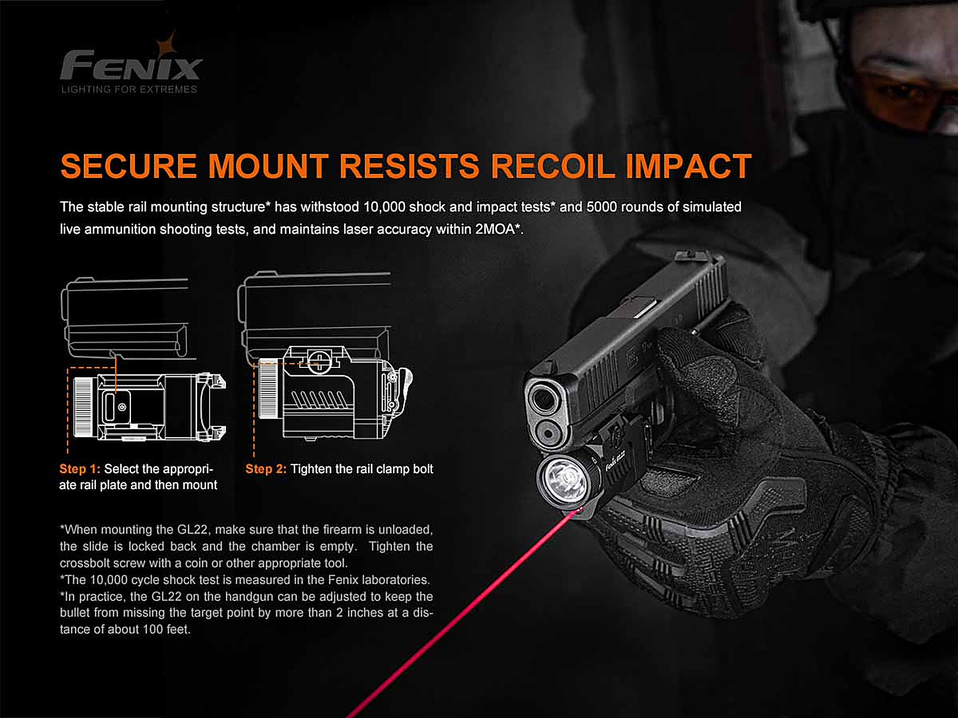 Fenix GL22 Tactical Weapon Light with Red Laser Sight