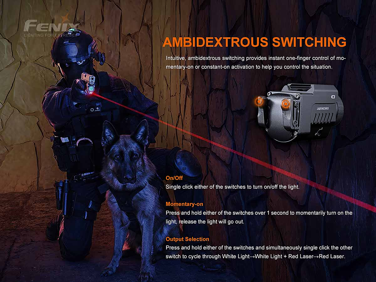 Fenix GL22 Tactical Weapon Light with Red Laser Sight