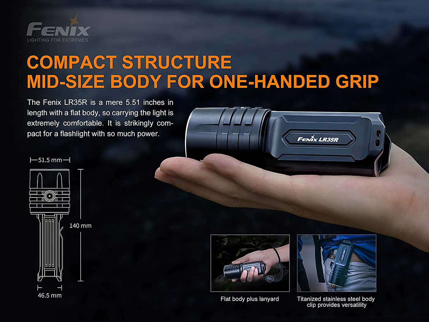 Fenix LR35R Rechargeable Flashlight - 10000 Lumens
