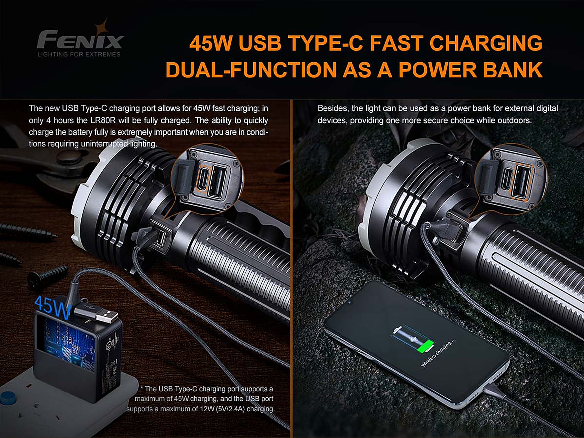 Fenix LR80R Flashlight - 18000 Lumen Spotlight