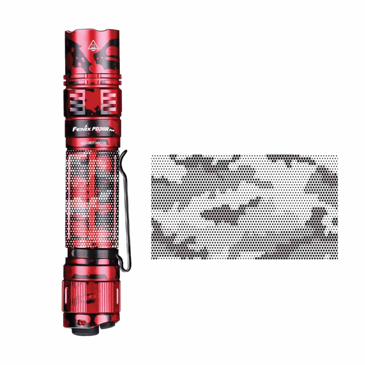 Fenix PD36R PRO Red Camo Flashlight with Special Edition Engraved Design