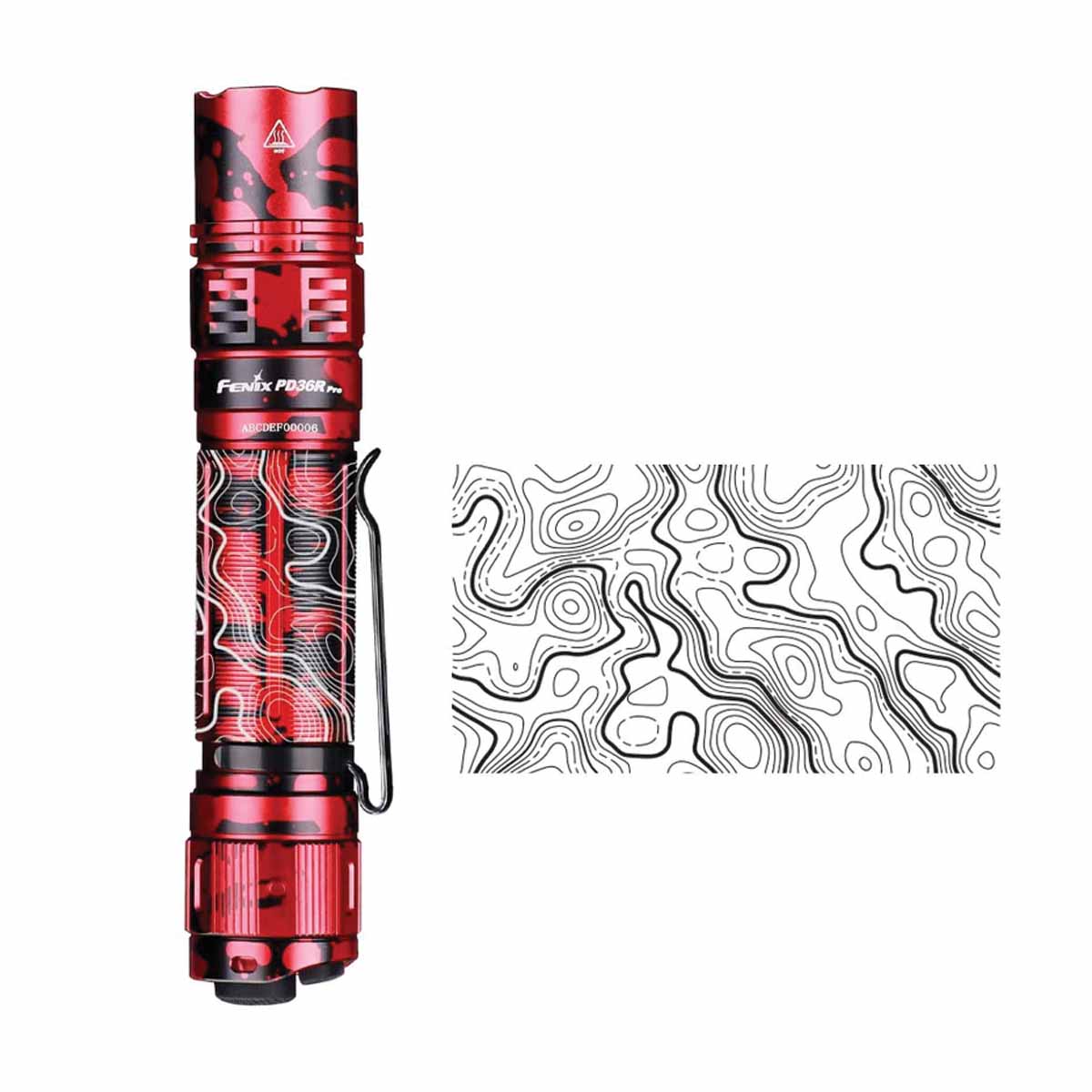 Fenix PD36R PRO Red Camo Flashlight with Special Edition Engraved Design