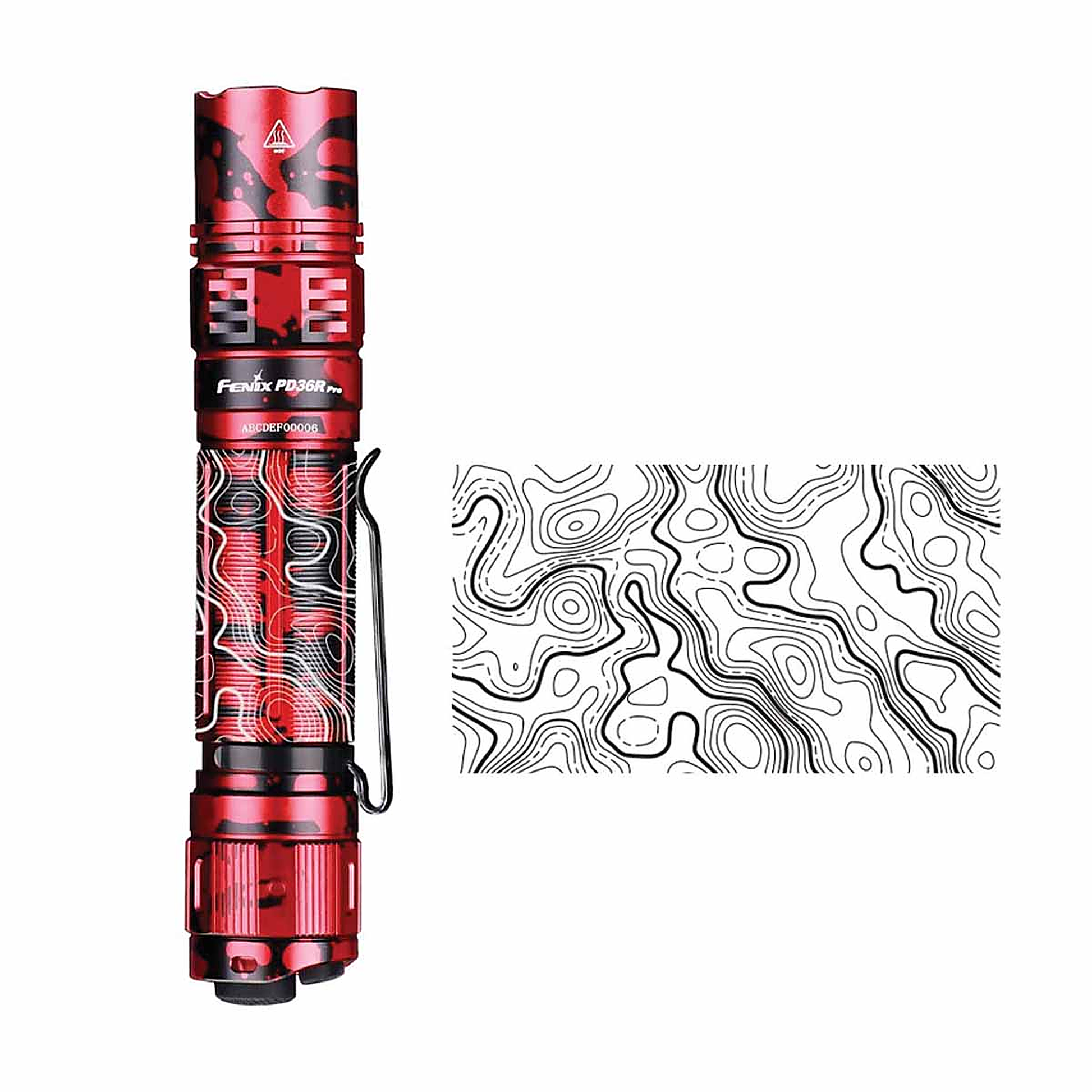 Fenix PD36R PRO Red Camo Flashlight with Special Edition Engraved Design