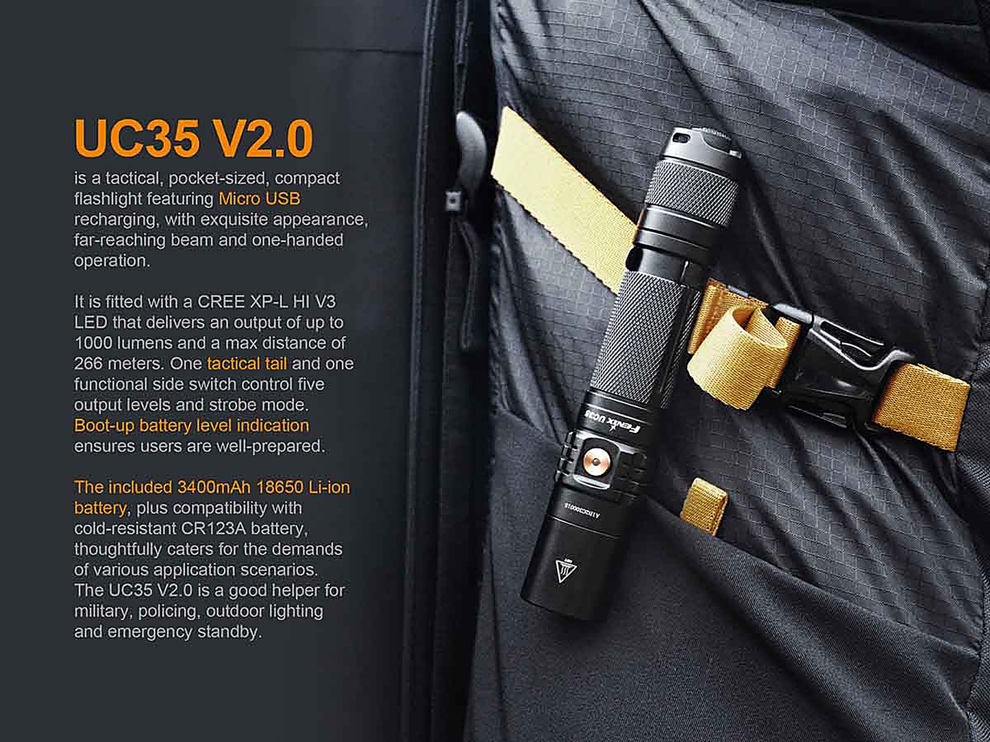 Fenix UC35 V2.0 USB Rechargeable Flashlight