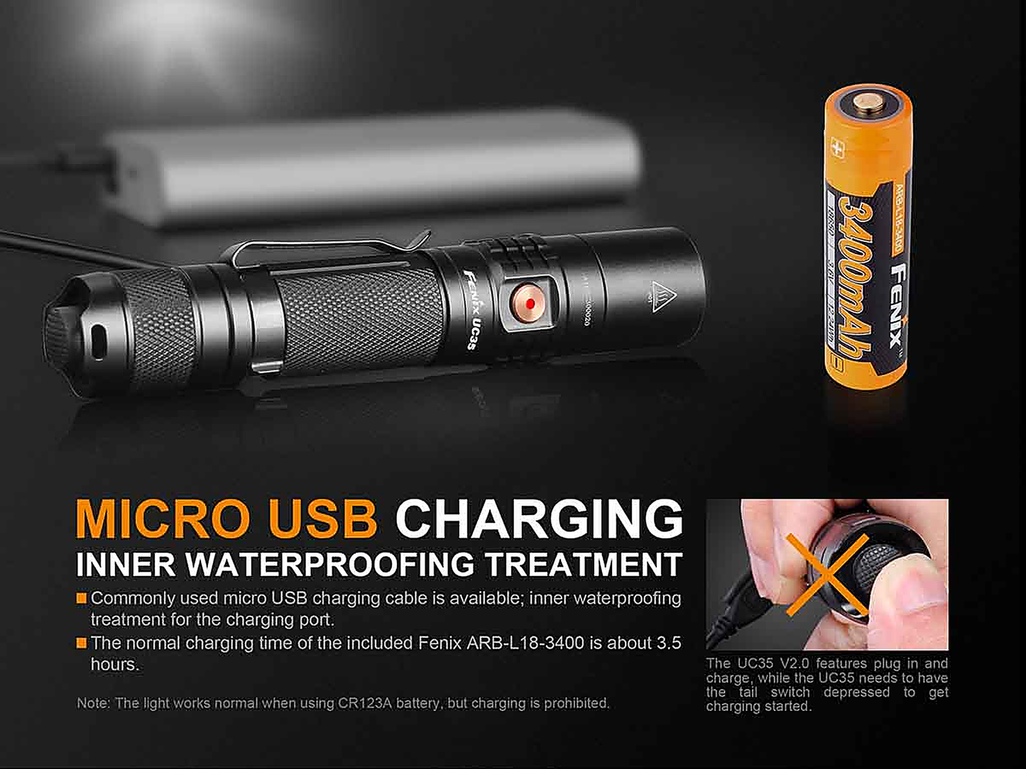 Fenix UC35 V2.0 USB Rechargeable Flashlight