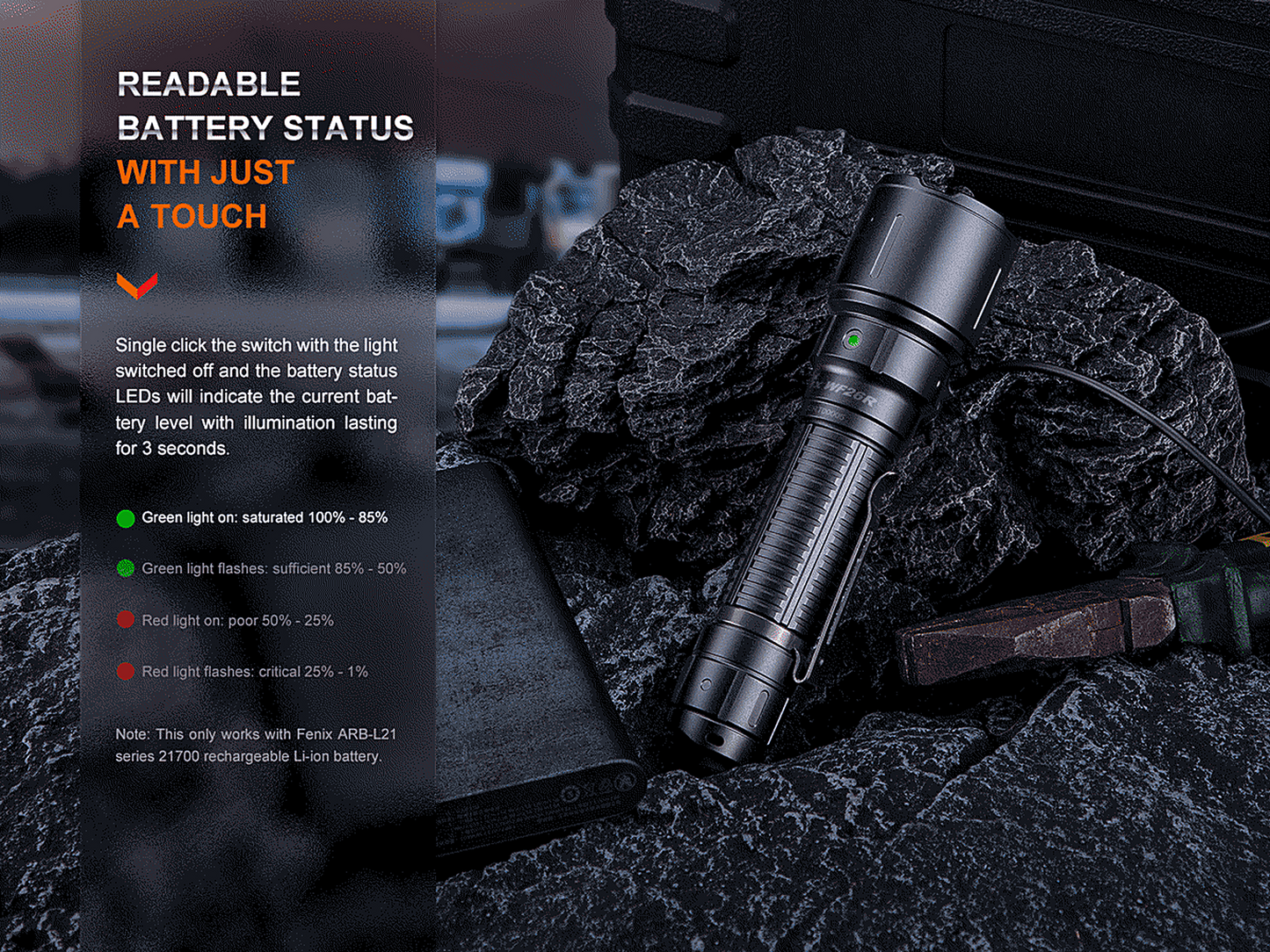 Fenix WF26R Rechargeable Flashlight with Charging Dock