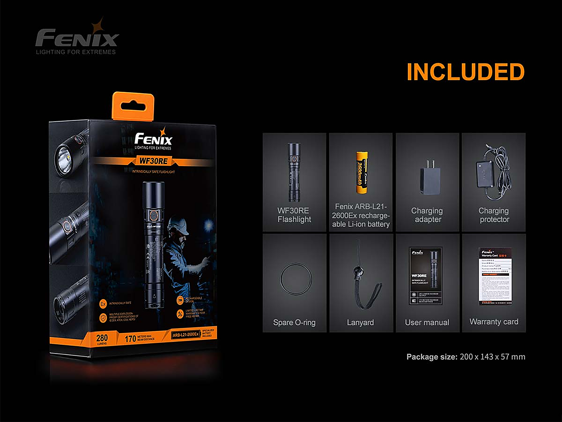 Fenix WF30RE Intrinsically Safe Flashlight -