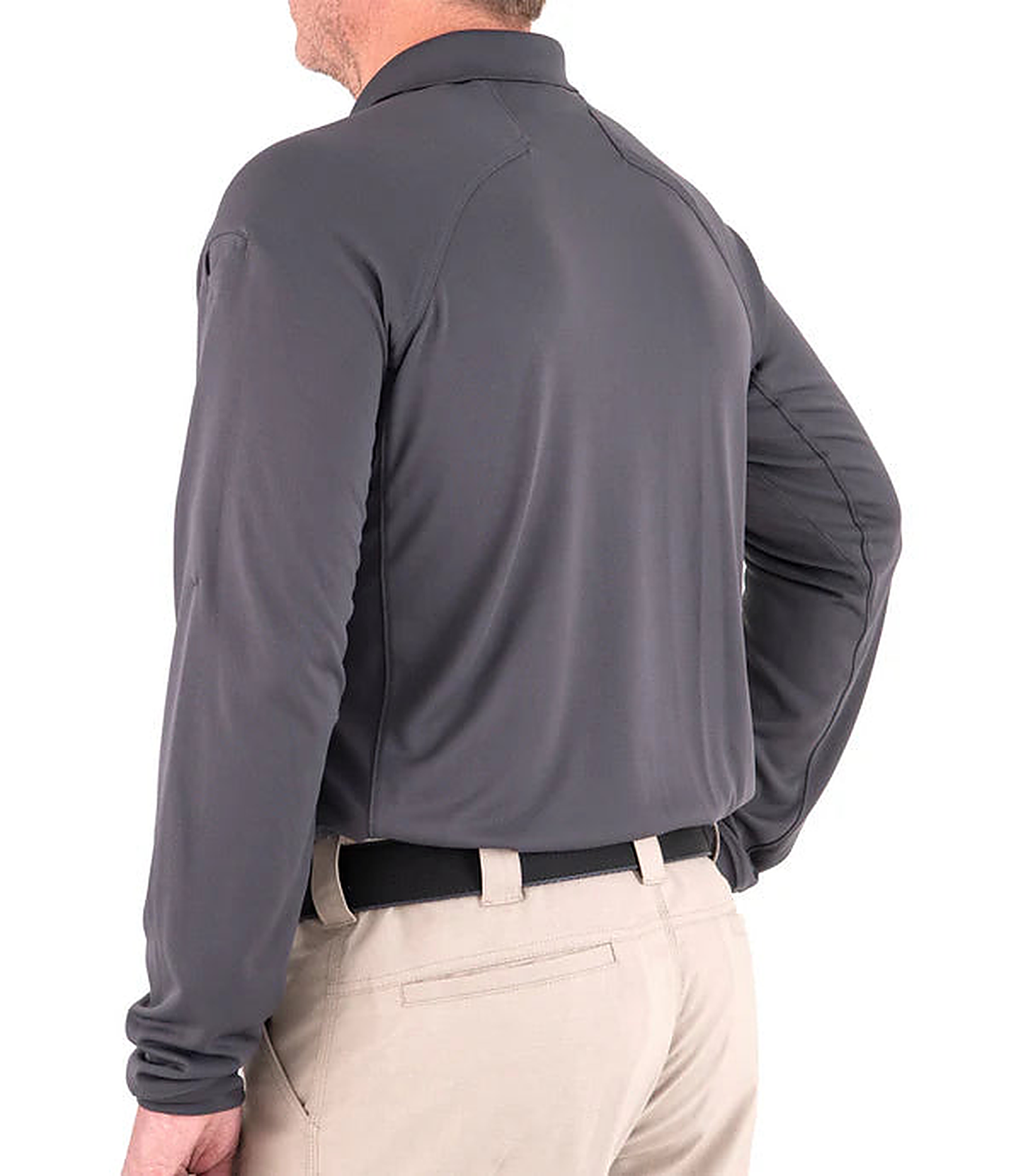 First Tactical Men’s Performance Long Sleeve Polo - Wolf Grey - detail view