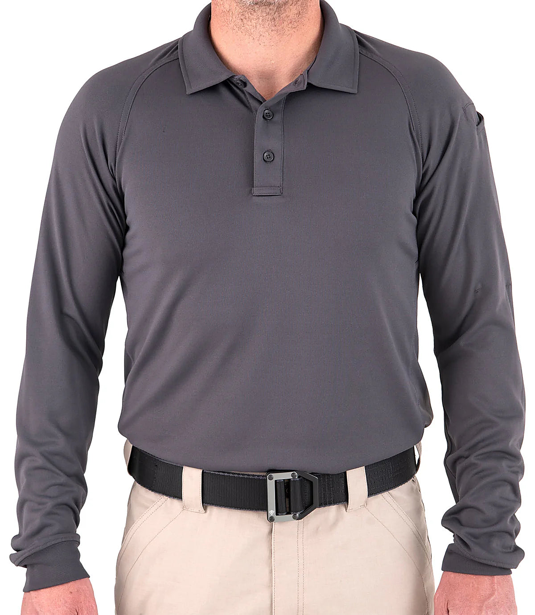 First Tactical Men’s Performance Long Sleeve Polo - Wolf Grey - alternate view