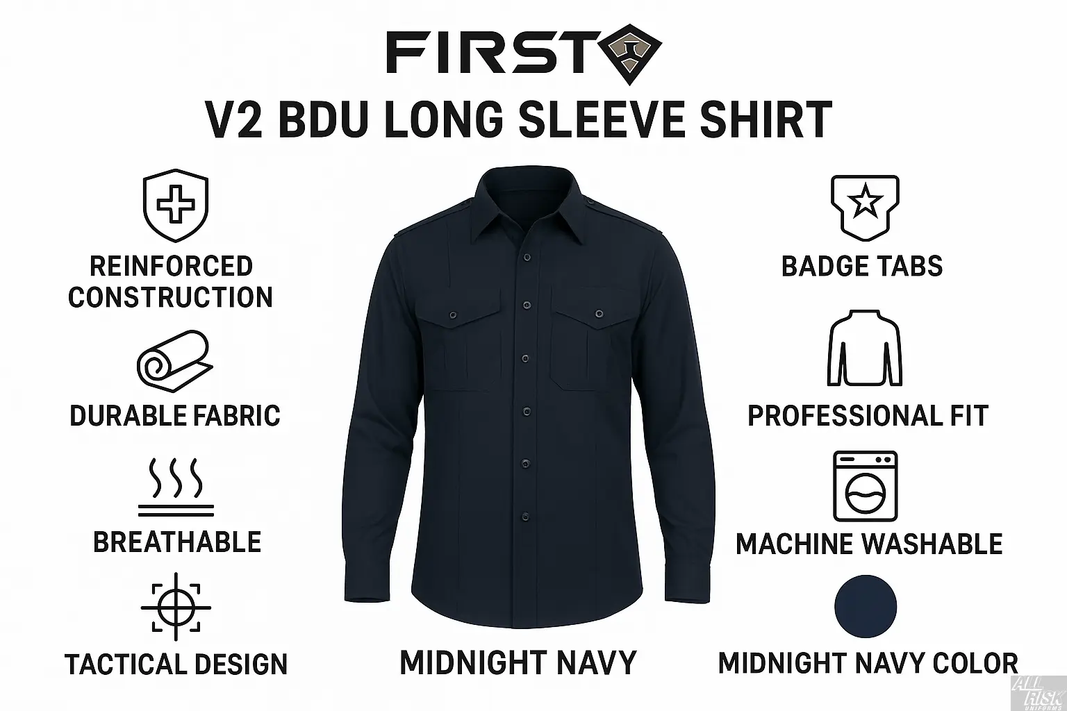 First Tactical BDU Long Sleeve Shirt Features
